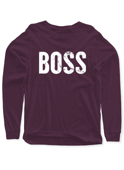 Scorpius Boss full sleeves T-shirt in black with crew neckline and logo design, casual wear for men.