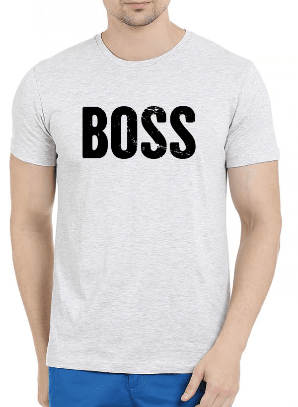 Scorpius Boss half sleeves melange T-shirt with a casual fit, in a textured fabric, displayed on a plain background.