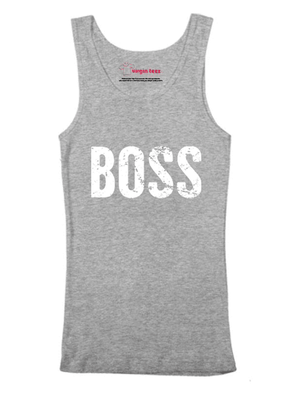 Scorpius Boss Tank Top, sleeveless casual tank top in black with branding logo, perfect for everyday wear.