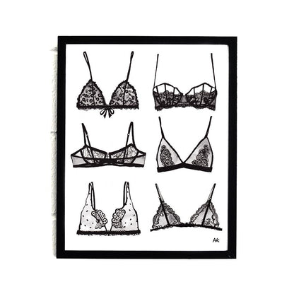Magenta Lelantos Bra Lingerie Art Print gift poster featuring a stylish, artistic depiction of a lingerie bra on a white background.