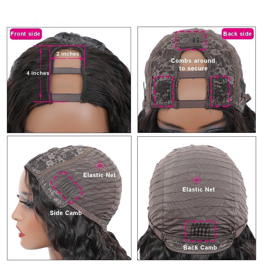 Deep wave Brazilian Remy human hair U part wig by Cerise Alfie, showcasing water-wave texture and natural hair appearance