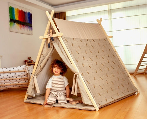 Red Oceanus XL play tent and play mat set featuring a bunny design for kids&