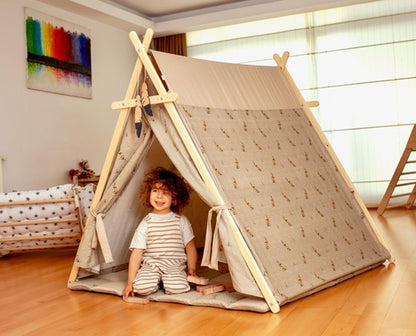 Red Oceanus XL play tent and play mat set featuring a bunny design for kids&