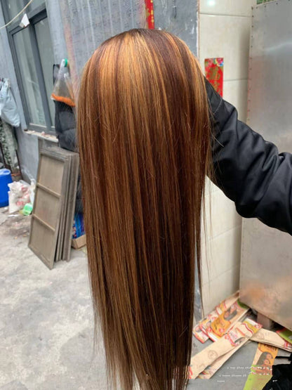 Carmine Juneberry LuxeBand Hair Wig showcasing long, silky, blonde hair with soft waves on a neutral background.