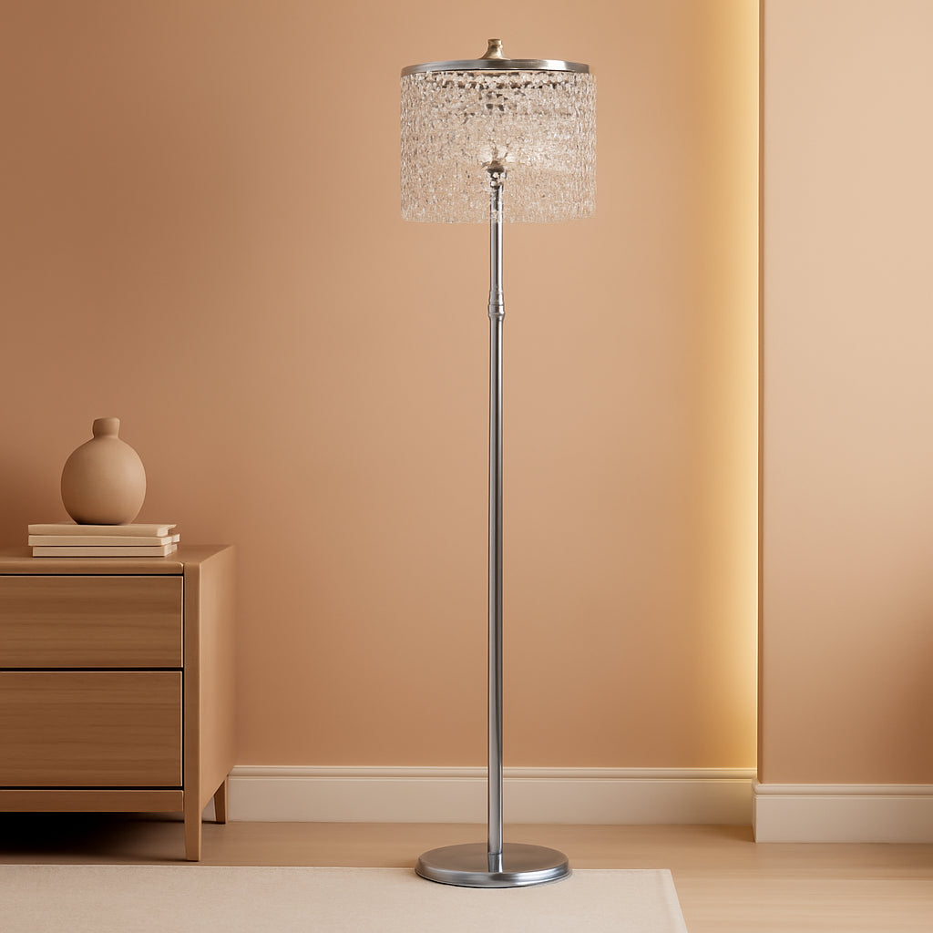 Premium Ultra Crystal Silver Dimmable Floor Lamp LED 1000LM