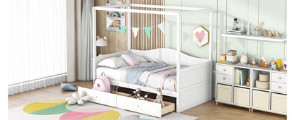Sangria Beech twin size canopy day bed with a frame, canopy, and two storage drawers in a bedroom setting.