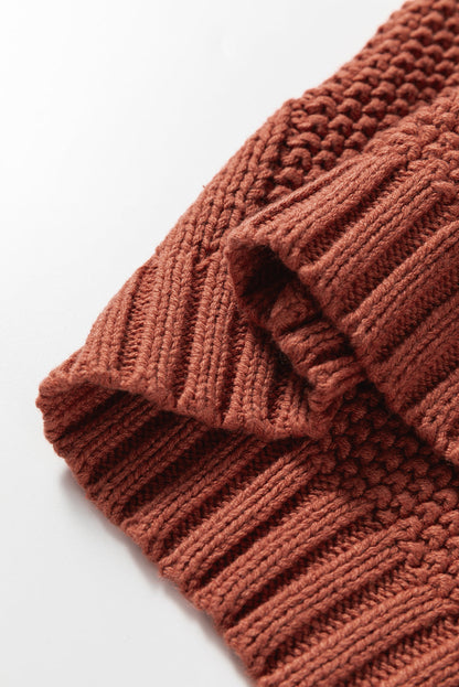 Byzantium Bay textured chunky knit long sleeve sweater with a cozy, stylish design, perfect for casual wear.