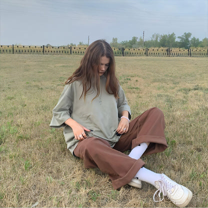 Carmine Juneberry brown retro American jeans with a solid color look, slim fit design, and classic style.
