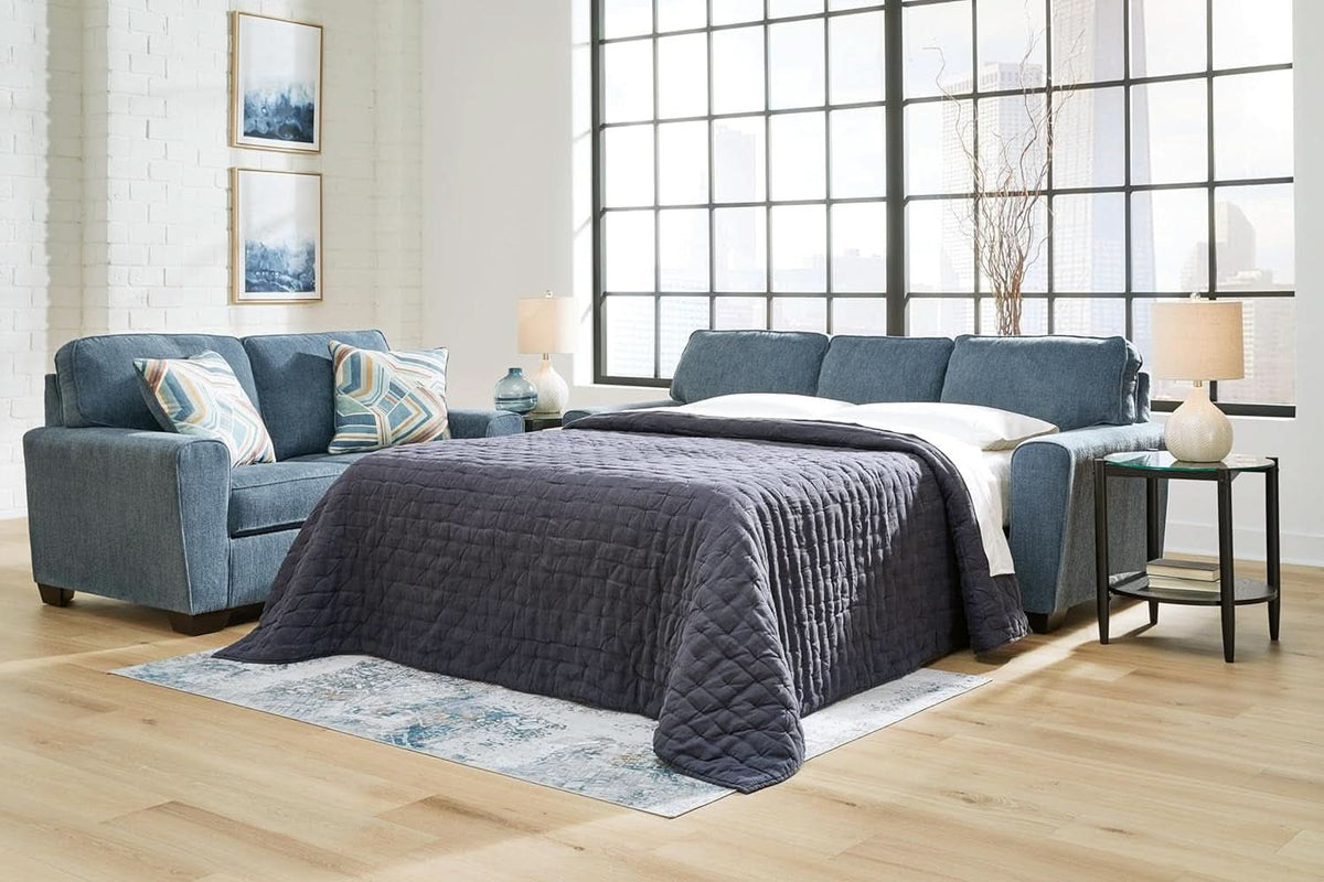Blue Queen Stainresistant Memory Foam Sleeper Sofa