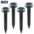 Teal Simba 4pcs ultrasonic solar power mouse repellers for pest control, designed for outdoor use in gardens and patios.