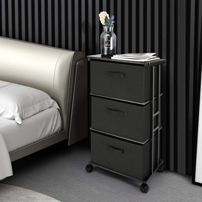 Black Peach Maple 3-drawer dresser for bedroom and hallway storage, with sleek modern design and sturdy wooden construction.