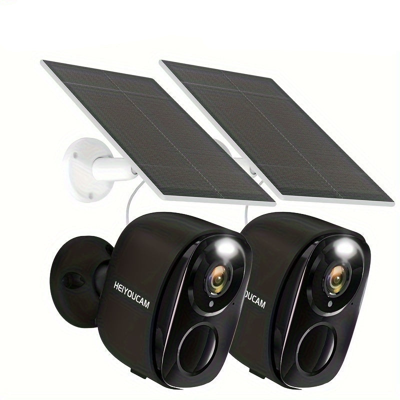 2-Pack 3MP Wireless Solar Outdoor Security Cameras