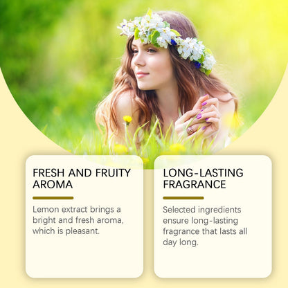 Carmine Juneberry Roxelis™ Lemon Perfume bodycare product with a fresh lemon scent and elegant packaging.