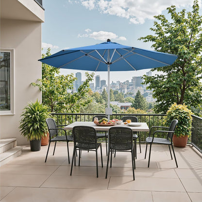 Motorized 9 Foot Blue Outdoor Patio Umbrella Control