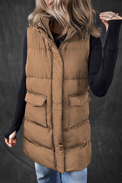 Pear Daisy pocketed zip-up vest coat for home and garden, shown in a cozy, practical design with front pockets and a full zip closure.