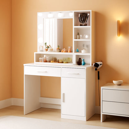 White LED Vanity Table With Integrated Illumination