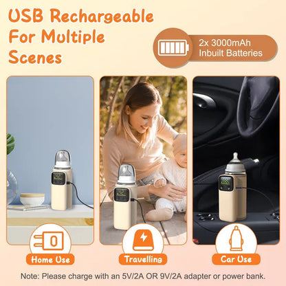Pear Daisy portable bottle warmer with night light for baby milk and formula, compact and easy to use at home or on the go.