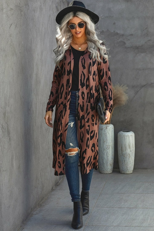 Leopard print open front women&