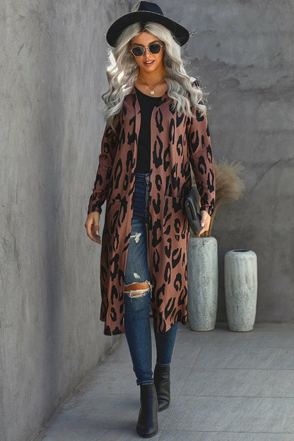 Leopard print open front women&