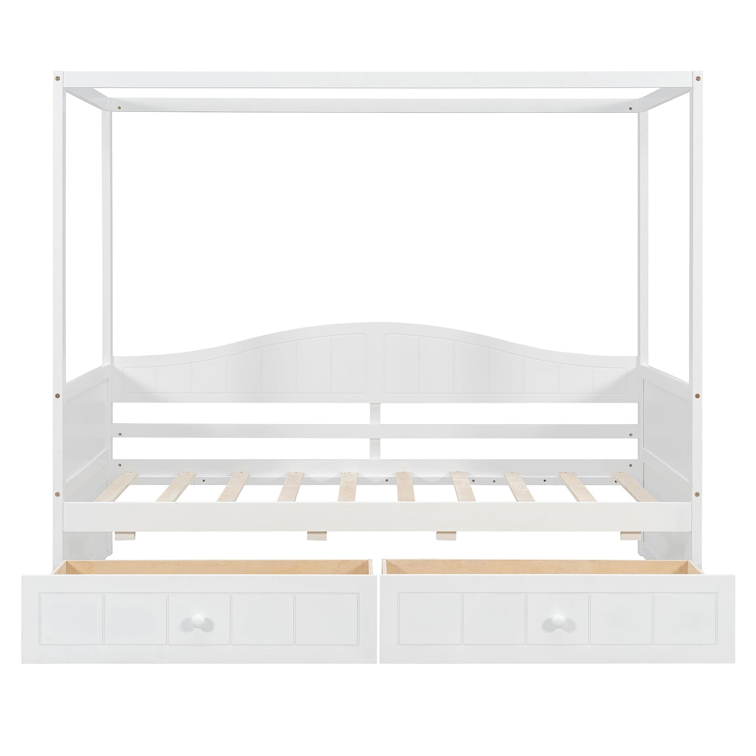 Sangria Beech twin size canopy day bed with frame, canopy, and two storage drawers for bedroom furniture.