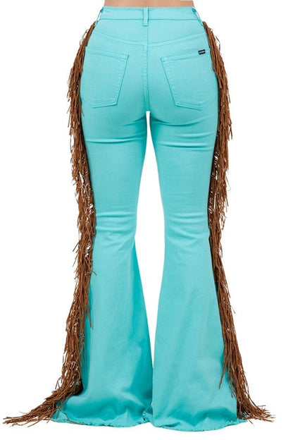Jade Icarus Texas Sun Bell Bottom jeans with 32-inch inseam, featuring a high-waisted fit and flared leg style for women.