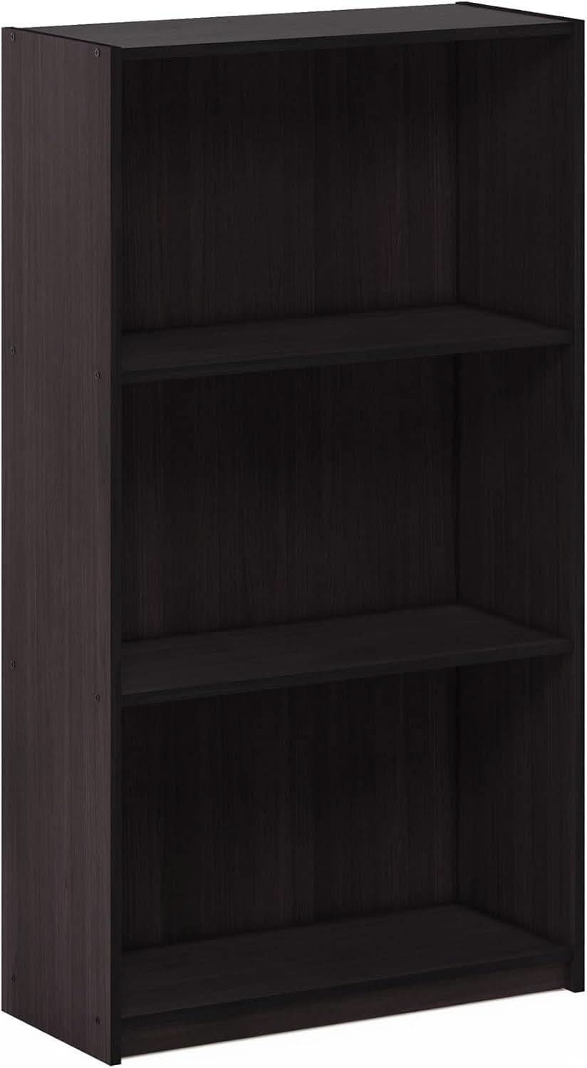 Threefold Tier Bookcase Storage Systems Dark Walnut