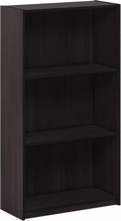 Threefold Tier Bookcase Storage Systems Dark Walnut