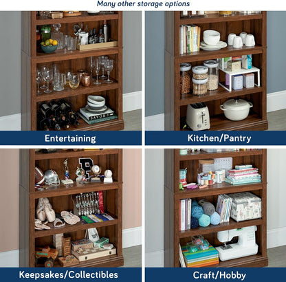 Peach Maple Washington Cherry 5 Shelf Bookcase with adjustable shelves, showcasing elegant cherry finish and versatile storage.