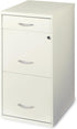 Pearl white Hirsh 18-inch deep 3-drawer metal file cabinet by Peach Maple, featuring sleek metal handles and a sturdy design.