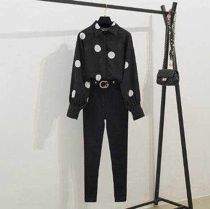 Carmine Juneberry chiffon suit set ensemble featuring a flowing chiffon top and matching pants in a stylish haute edition design.