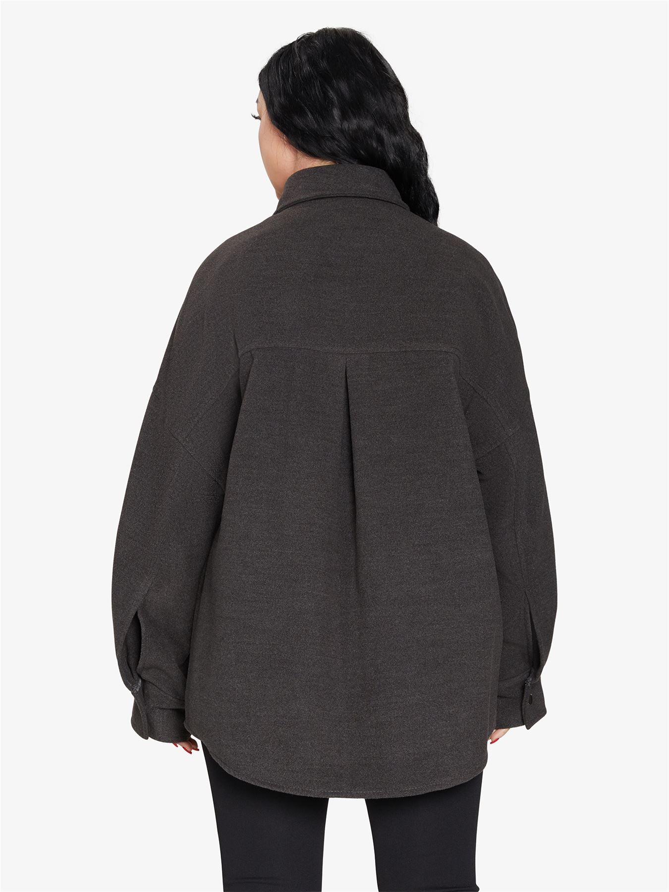 Rose Eleusis oversized patch pocket shacket, a stylish jackets and coats with large front patch pockets, displayed on a neutral background.