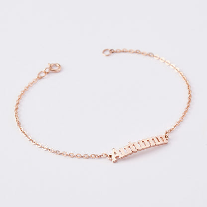 Green Millie cursive name bracelet featuring personalized name jewelry, perfect as a birthday gift for her.