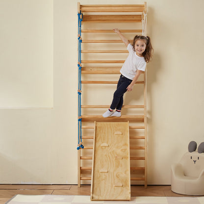 Pear Daisy Swedish Ladder Wall Gym, 5-in-1 wooden indoor climbing toy for kids&