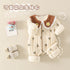Carmine Juneberry DaisyWarm™ winter floral jumpsuit for baby girls, soft baby clothing with a cute floral pattern and cozy design.