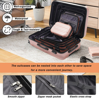 Lightweight Sangria Beech hardshell ABS luggage set with durable suitcases featuring dual wheels and secure zippers.