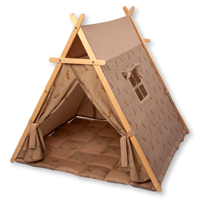 Red Oceanus XL play tent and play mat set with bunny design, featuring colorful fabric and soft cushioned surface for kids&