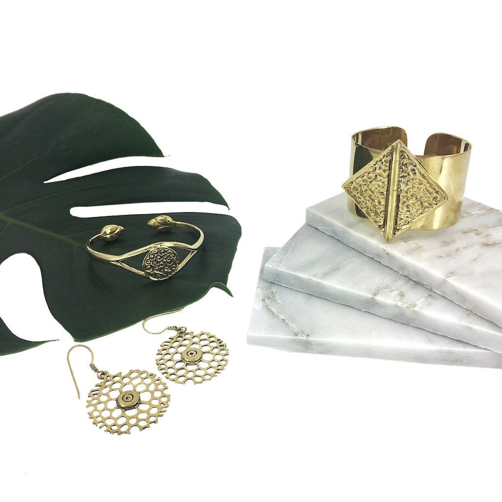 Ariel Hammered Bombshell Cuff bracelet with a textured, hammered finish, displayed on a neutral background.