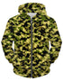 Camouflage unisex zip hoodie by Scorpius, casual sweater with front zipper and camouflage pattern, suitable for everyday wear.