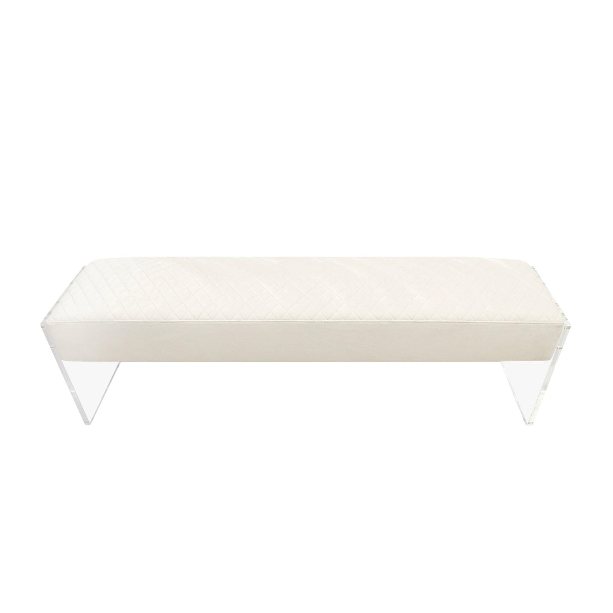 Canvello Acrylic &amp; Velvet Bench, Ivory