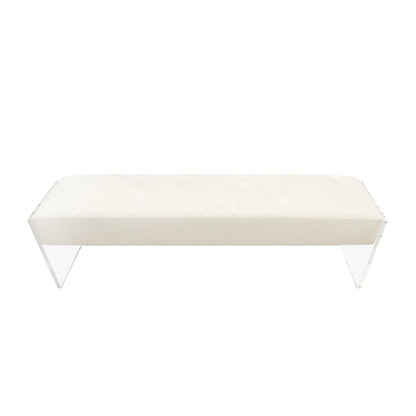 Canvello Acrylic &amp; Velvet Bench, Ivory