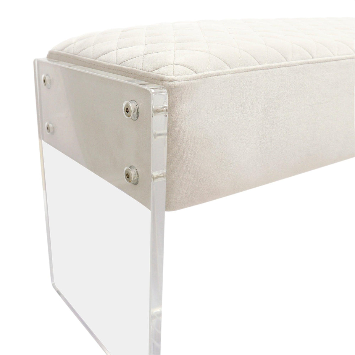 Canvello Acrylic &amp; Velvet Bench, Ivory