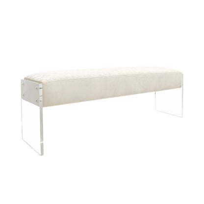 Canvello Acrylic &amp; Velvet Bench, Ivory