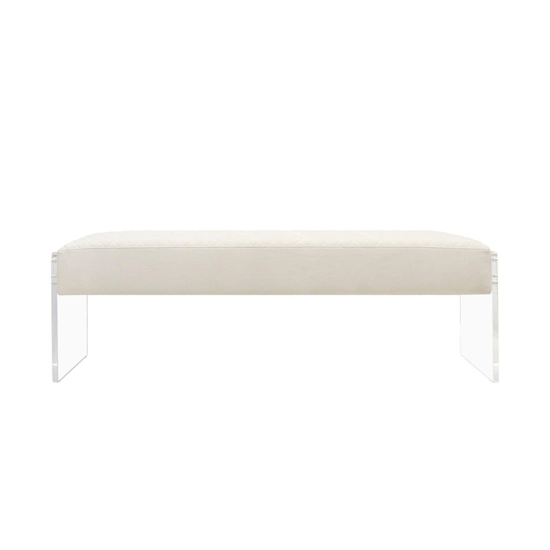 Canvello Acrylic &amp; Velvet Bench, Ivory