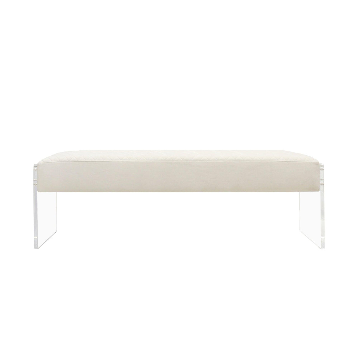 Canvello Acrylic &amp; Velvet Bench, Ivory