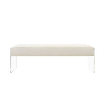 Canvello Acrylic &amp; Velvet Bench, Ivory