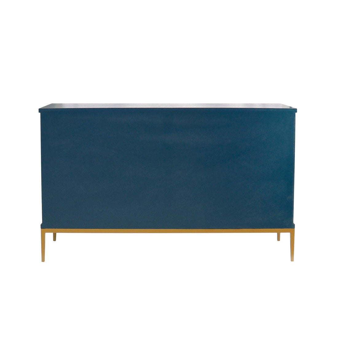 Canvello Edgar Teal Sideboard, 4 Doors, 6 Shelf &amp; Gold Polished Metal Frame