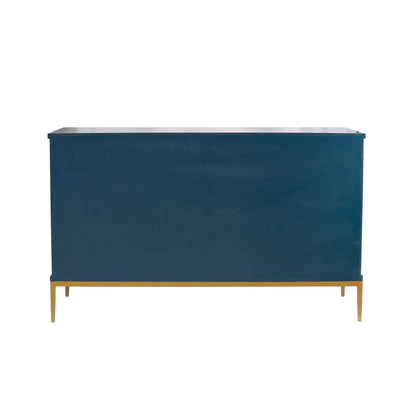 Canvello Edgar Teal Sideboard, 4 Doors, 6 Shelf &amp; Gold Polished Metal Frame