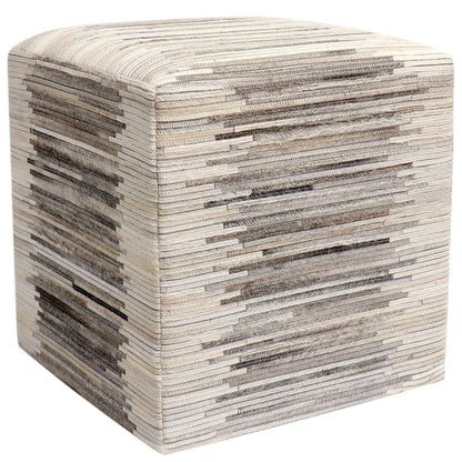 Canvello Cowhide &amp; Sari Silk Pouf Ottoman