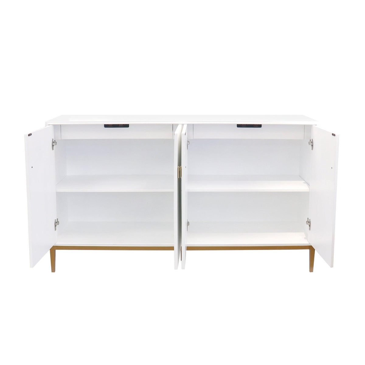 Canvello Victoria Ivory Sideboard, 4 Doors, 2 Drawer with Bronze Metal Frame