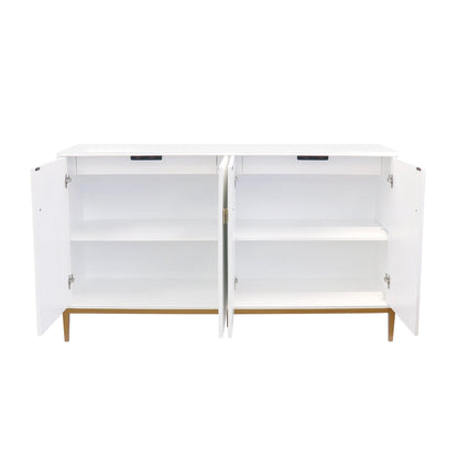 Canvello Victoria Ivory Sideboard, 4 Doors, 2 Drawer with Bronze Metal Frame